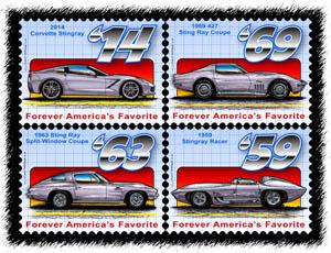 Corvette Postage Stamp Style Art